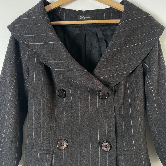 Sinéquanone Wide Neck Double Breasted Diplomatic Stripes Blazer Size 38 - Picture 4 of 13